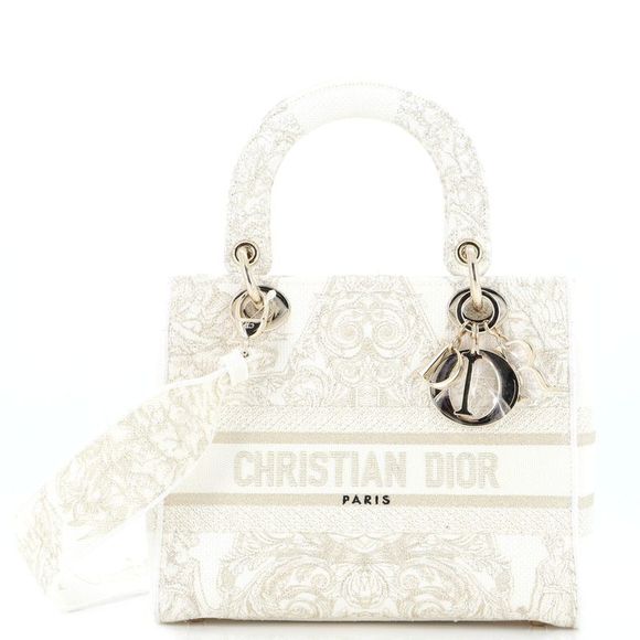 Dior | Bags | Christian Dior Lady Dlite Bag Embroidered Canvas Medium ...